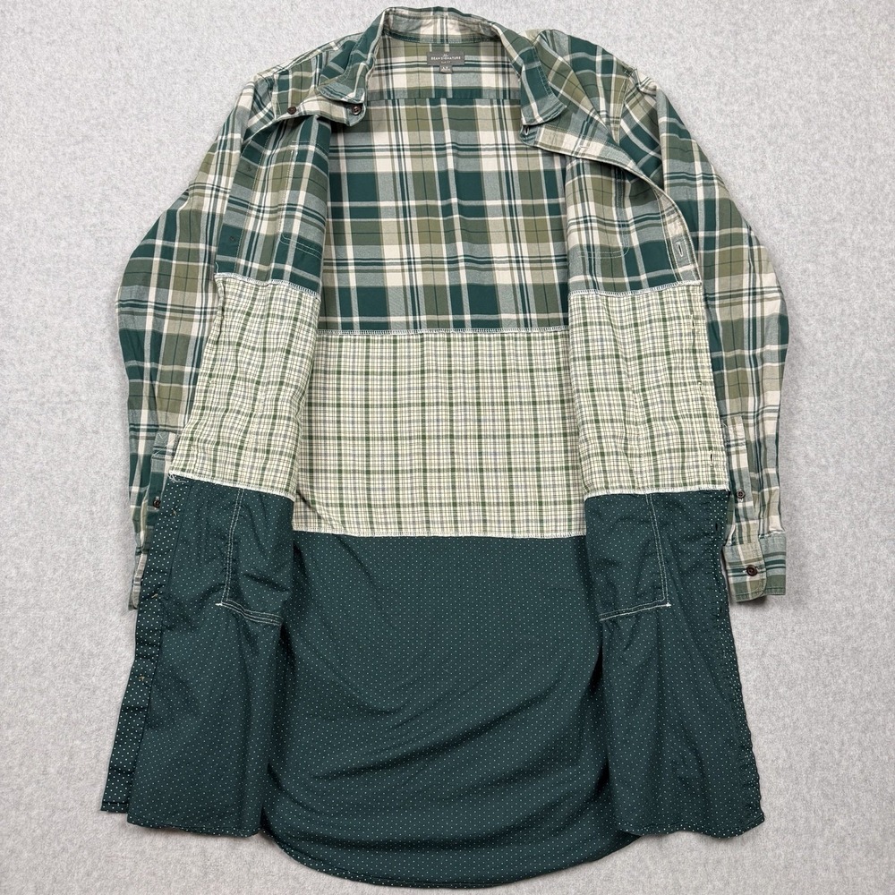 LL Bean Signature Slim Fit LT Deer Patchwork Plaid Cotton Button-Up Shirt Farm - Picture 6 of 16